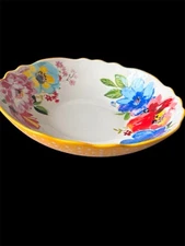 Pioneer Woman Large Watercolor Floral Dot Scalloped melody Pasta Serving Bowl
