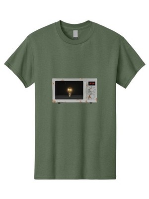 Light-Bulb-In-Microwave Mens Graphic Tee, 100% Cotton, Casual Summer Wear