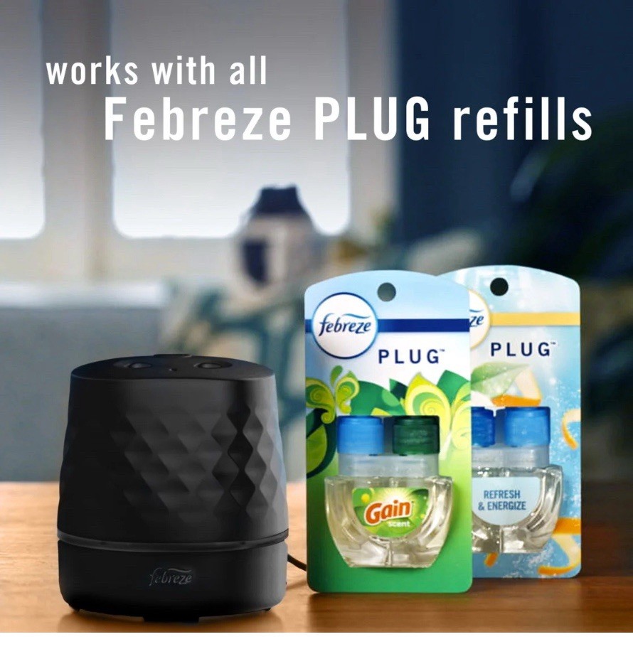Febreze Plug Air Freshener Scent Booster Continuous Scent, Oil Diffuser - Black