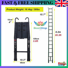 6.2M Telescopic Folding Ladder Extendable Aluminium 150kg Multi Purpose EN131 UK