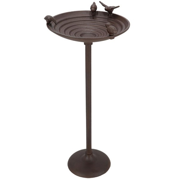 VogelträNke Auf Stab Futterschale 60 Cm Vogelbad Gusseisen Braun Vintage Deko-image