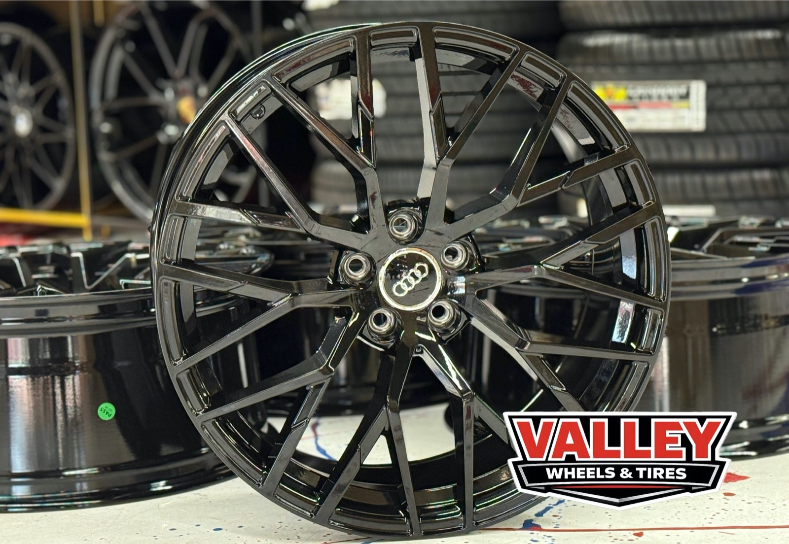 (4) 20x9 AUDI R8 GLOSS BLACK WHEELS RIMS A3 A4 A5 A6 A7 S4 S5 RS 5x112 +32MM