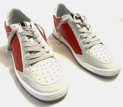 Shu Shop Women's Park Red Snake Sneakers Sz 6.5M, Red, Gray, White, Silver, NWOB