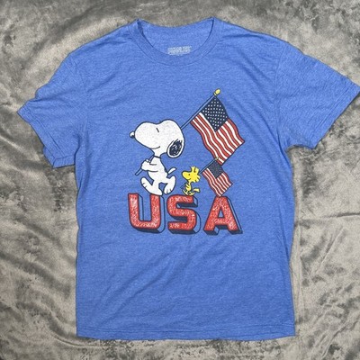 Peanuts Snoopy And Woodstock T-shirt USA America 250 Flag Patriotic Medium