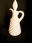 Vintage Fenton Hobnail Milk Glass Cruet With Stopper