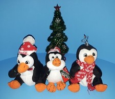 Lot of 3 Coca Cola Plush Penguins Christmas/Winter 1997, 1998 w/Coke Bottles