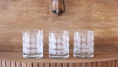 vintage Gläser, klein 3 Stck. Ingrid Glas ''Polka Dots'' midcentury glass ware