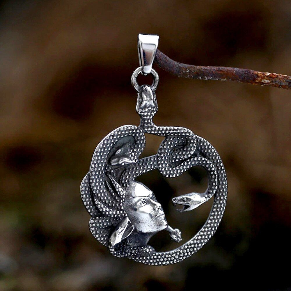 Medusa Necklace Greek Mythology Sterling Silver Pendant 