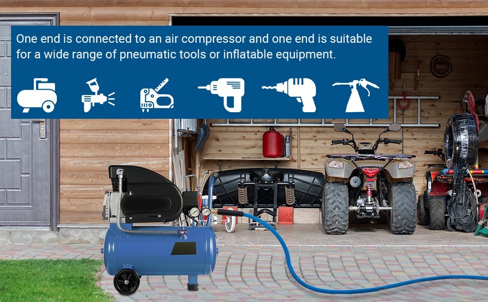 DEWENWILS 1/4 Inch x 25FT Air Hose 300 PSI Heavy Duty Air Compressor Hose BLUE