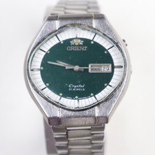 Vintage Orient Crystal 21J Automatic IT469258-4A CA Green White Dial Working