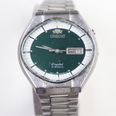 Vintage Orient Crystal 21J Automatic IT469258-4A CA Green White Dial Working