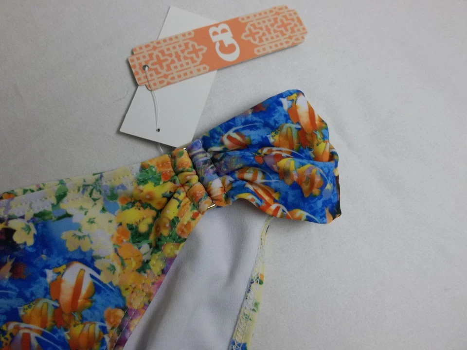 Calcinha de biquíni feminina Gianni Bini tamanho G grande aba sob o mar anel lateral nova - Imagem 2 de 3