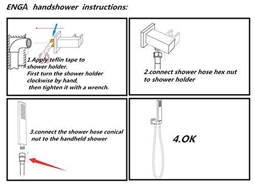 Solid Brass High Pressure Hand Held Shower Wand Square Head With Adjustable Supp