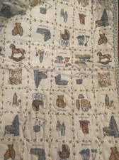 Handmade Antique Theme Baby Blue Yellow Boy Quilt Sleepy 41  X 41  