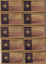 10 Texas State Flag Patches Desert Tan on Brown with Hook Fastener Back