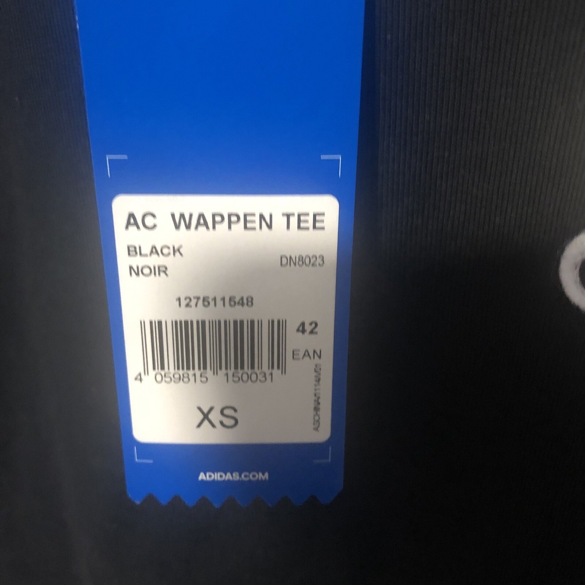 Adidas Originals AC Wappen Tee Black XS Embroidered Logo New With