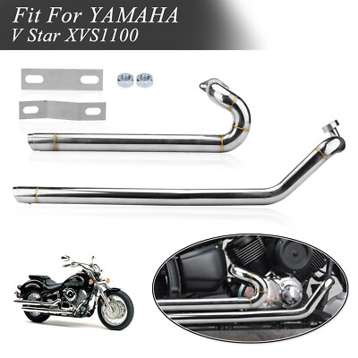 For Yamaha V Star 1100 XVS1100 Shortshots Staggered Exhaust Muffler Pipes Chrome