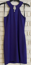 Jessica McClintock Gunne Sax Purple w/Pearls Halter Sleeveless Mini Dress sz Med