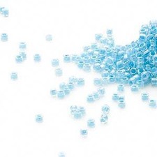 Miyuki Delica Lined Sky Blue AB 11/0 Seed Beads , 2 Grams