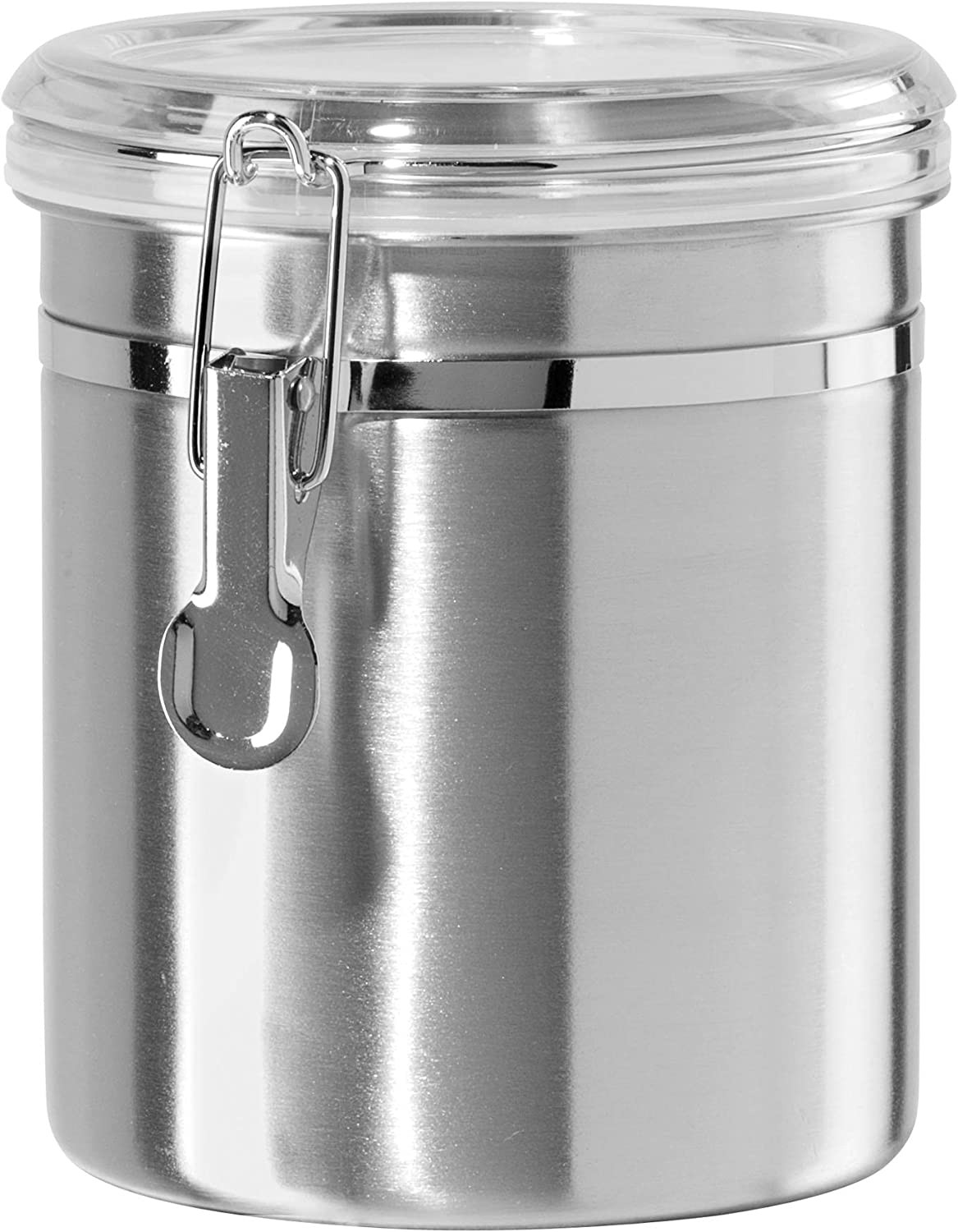 Stainless Steel Kitchen Canister 47Oz — Airtight Clamp Lid, Clear See