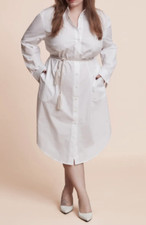 11 Honoré Amena Cotton Poplin Midi Shirtdress (size 16)