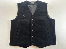 Wyoming Traders Men's 100% Wool Horse Button Closure Vest XXL BLACK Western