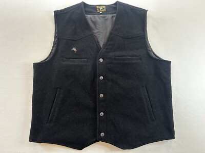 Wyoming Traders Men's 100% Wool Horse Button Closure Vest XXL BLACK Western