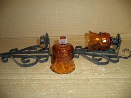 Black Metal Home Interior Wall Sconce Mediterranean Decor 1978 Scroll Work VTG - Picture 3 of 3