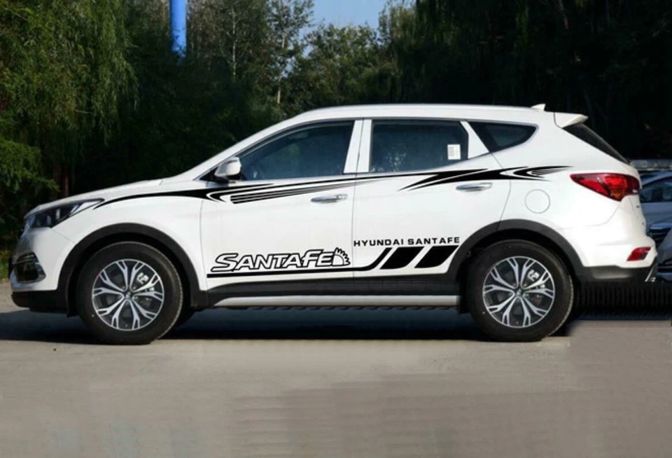 Kit de calcomanías gráficas para puerta lateral adhesiva de coche para Hyundai Santa Fe línea de cintura a rayas Foto 2 de 4