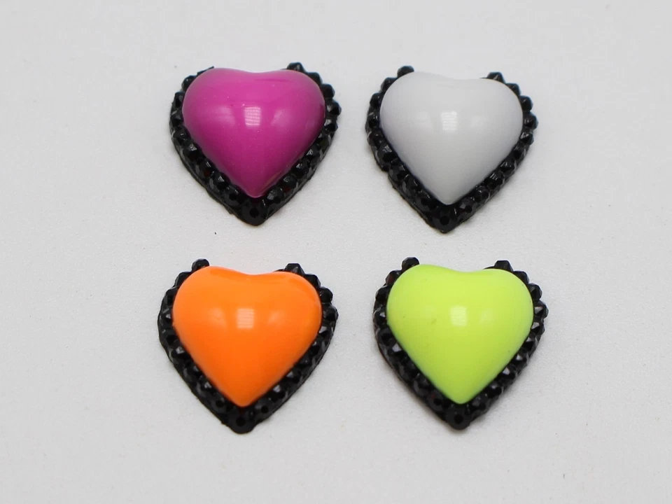 100 cabujones corazón acrílico espalda plana diamantes de imitación punteados color esmalte mezclado 12 mm Foto 2 de 2