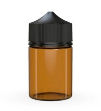 CHUBBY GORILLA 60ML STUBBY BOTTLES 5pack TRANSLUCENT AMBER BOTTLE/BLACK LID