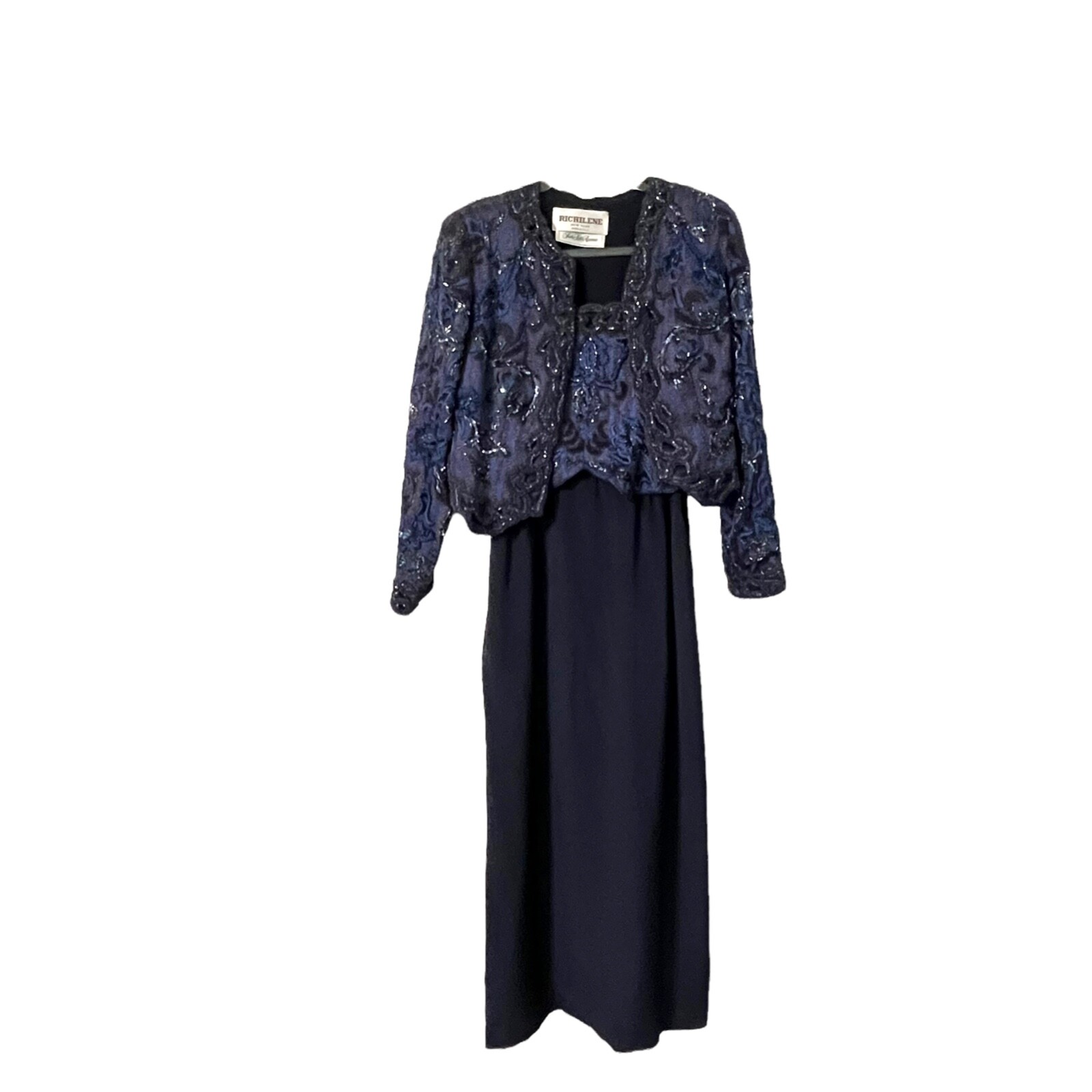 Richilene Dress Bolero Set Women SZ 10 Vintage Beaded Two Piece Saks 5th Avenue image 2