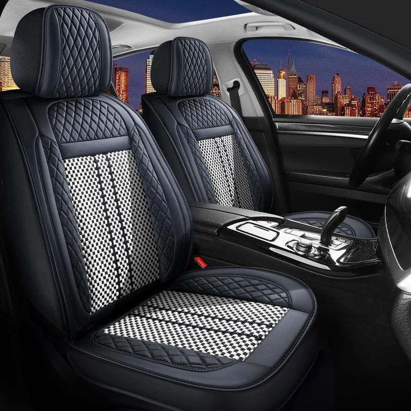 For Dodge Ram 1500 2500 3500 2009-2023 Ice Silk & Napa Leather Car 5 Seat Covers Foto 4 de 4