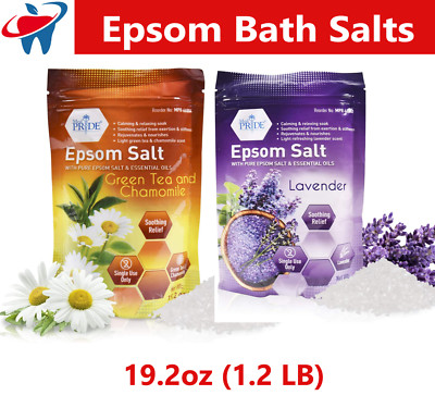 19.2 Oz Epsom Salt (Magnesium Sulfate) USP grade Green Tea & Chamomile, Lavender