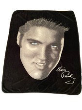 New Black  White Elvis Presley Blue Eyes Plush Fleece Throw Gift Blanket 50x60  