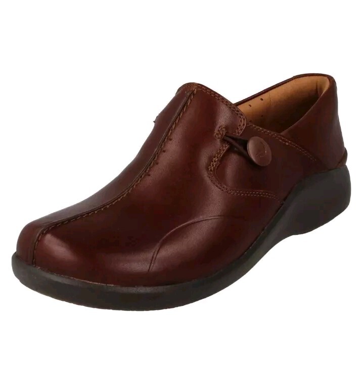 CLARKS LADIES UN LOOP2 WALK DARK TAN UNSTRUCTURED SHOES UK 3.5 D EU 36
