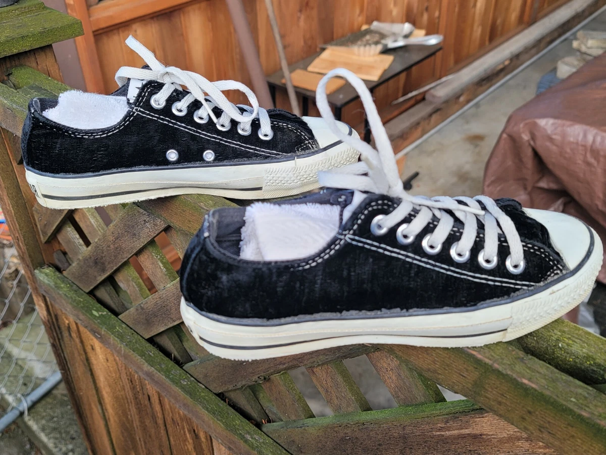 RARE Vintage Made in USA Converse All☆Star Black Velour/Velvet Men's Size 4.5 US