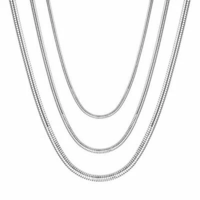 Kette Silber Edelstahl Schlangenkette 18K Weißgold vergoldet WASSERFEST K6141D - Bild 1 von 4