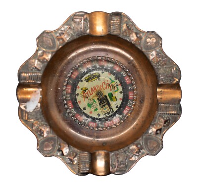 Atlantic City Roulette Wheel Metal Ashtray / Made in Japan
