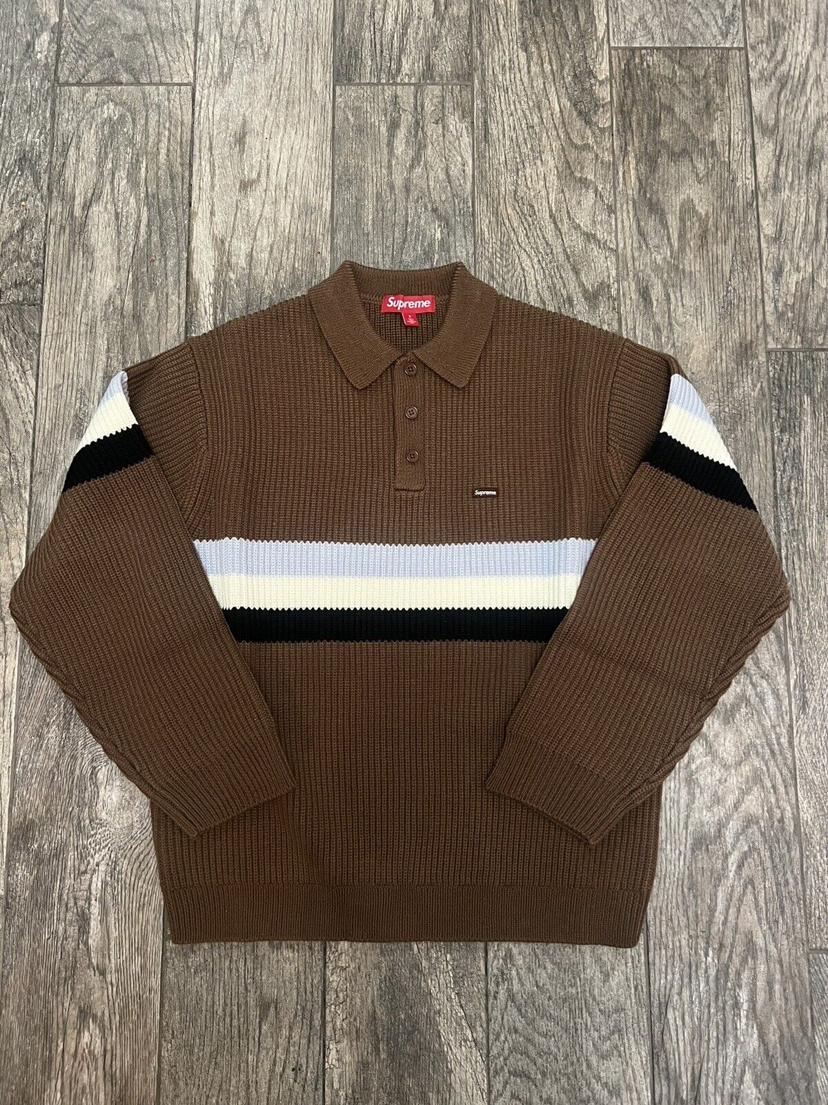 Supreme Small Box Polo Sweater Dark Brown (Size Small, Medium, XL)