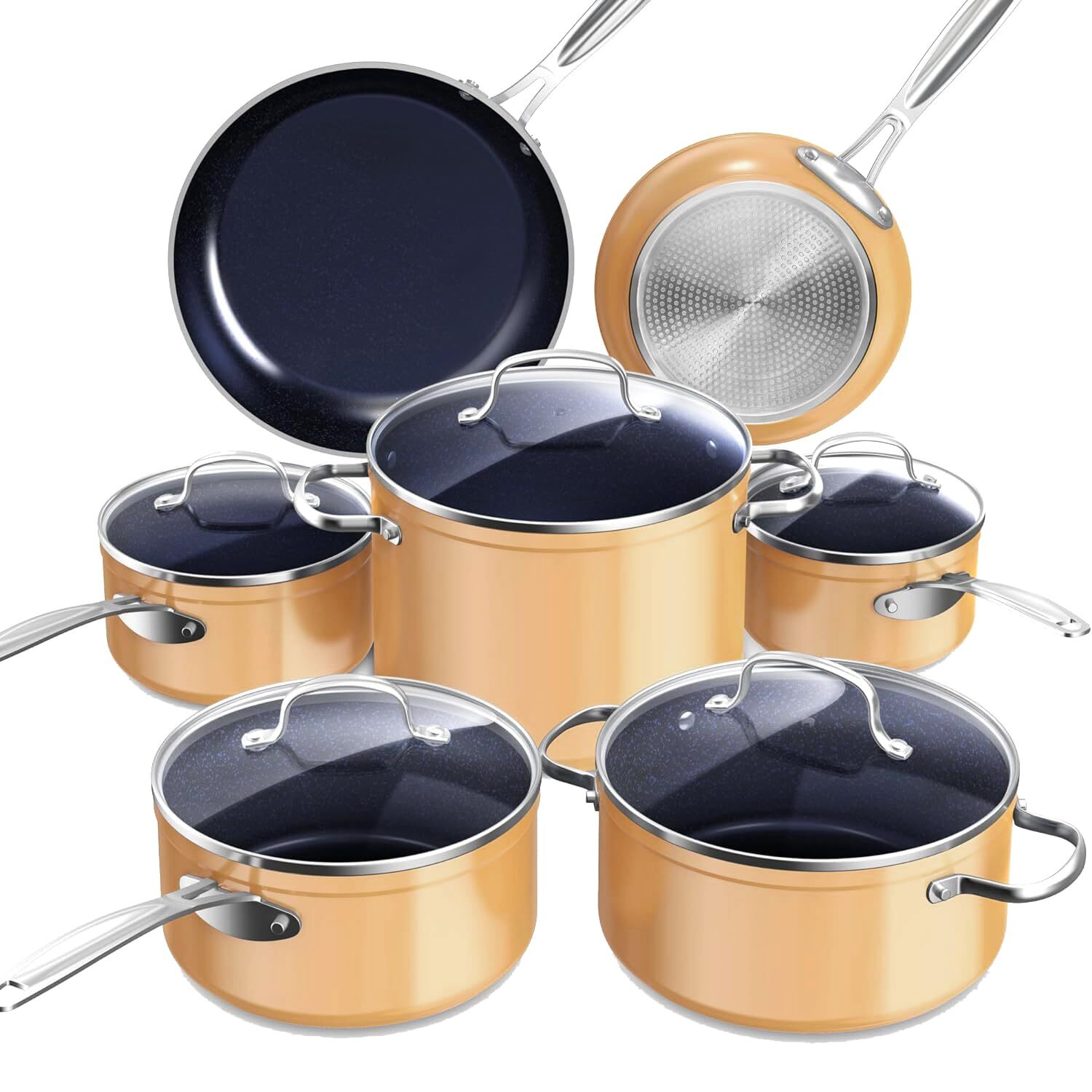 Nuwave Duralon Blue Ceramic Nonstick Cookware Set, Diamond Scratch-Resistant