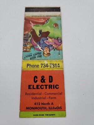 C & D Electric Monmouth Illinois Matchbook Cover