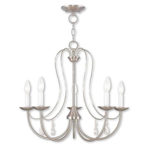 Abbeywood 5-Light Brushed Nickel Chandelier with Clear Crystals