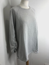 COS grey marl jumper sweatshirt S VGC cotton blend ruched sleeve drawstring hem