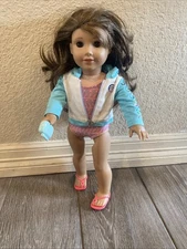 American Girl Joss Kendrick Doll Girl Brown Hair Pink Shirt Jean Shorts Pink
