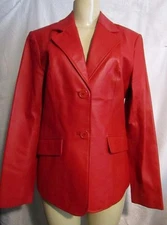 Vtg Women’s Metro Style, Red Leather Jacket Blazer Size 8 Tall EUC Metrostyle