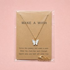 Butterfly Necklace Pendant For Women Girls GIFT Make A Wish Love