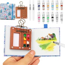 Pocket Aquarell Set?Mini Aquarell Travel Set mit Binder-Clips,Mini