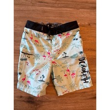 Boys Hurley Board Shorts Light Blue with Flamingos Size 6