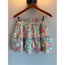 Boden Girls Floral Tiered Mini Skirt Smocked Waist Multi Color Size 13-14Y 164cm